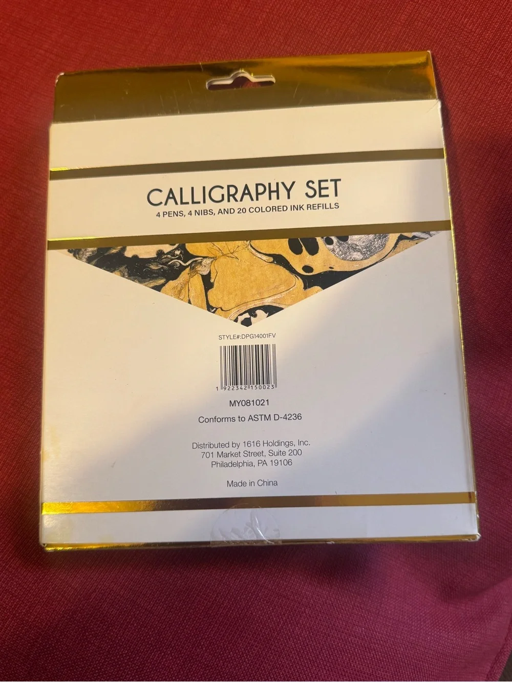 Calligraphy Set - Gold Finish with Multicolor Inks